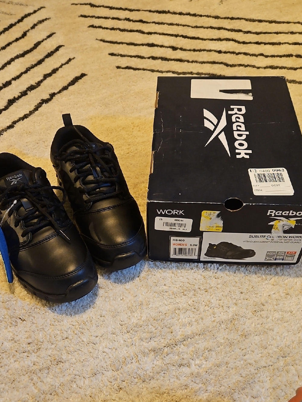 Reebok Women's/Men's Black Athletic Shoes with Steel Toe And Met Guard